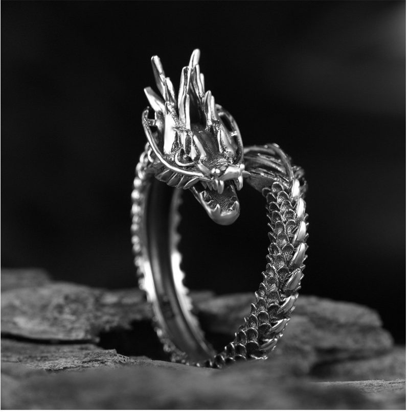 Retro Dragon Ring Herre Dominerende Enkeltåpning Trendy Pekefingerring For Menn Og Kvinner