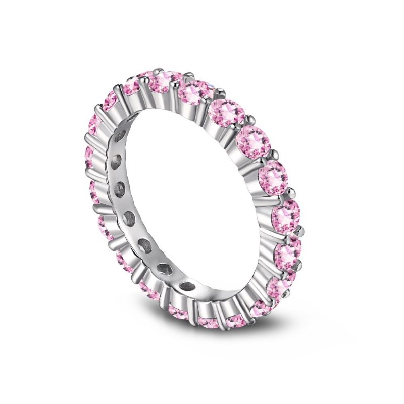 S925 Sterling Sølv Ring Kvinnelig Vanndråpe Mote Rad Med Diamanter Søt Fersken Hjerte Temperament Firkantet Diamant Rosa Høykarbon Diamantring