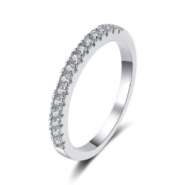 S925 Sterlingsølv Platinabelagt Moissanite Radring Hunnring 22 Poeng Full Diamantring Hunn