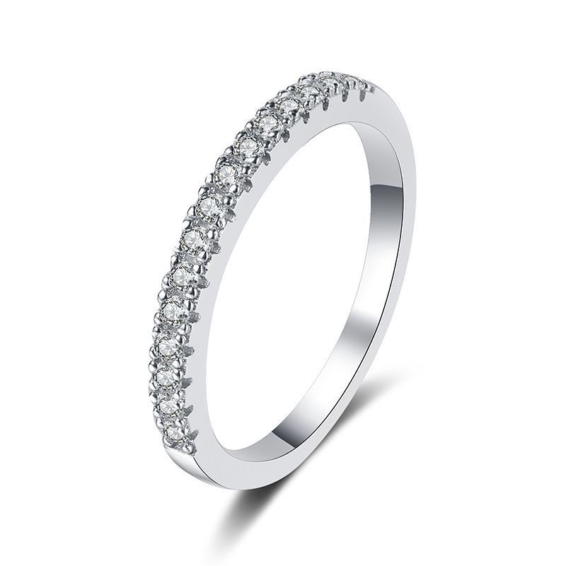 S925 Sterlingsølv Platinabelagt Moissanite Radring Hunnring 22 Poeng Full Diamantring Hunn