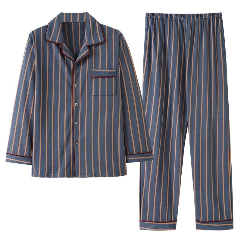 Cardigan Lapel Check Herre Pyjamas Dresser Striper