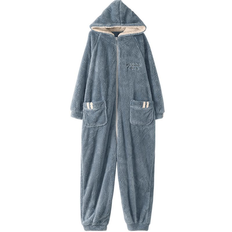 Cardigan Varm Komfortabel Mote Ett Stykke Hettelommer Herre Flanell Pyjamas