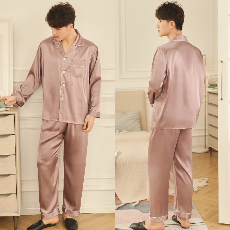 Herre Loungewear Langermet Rødt Sett Pyjamas