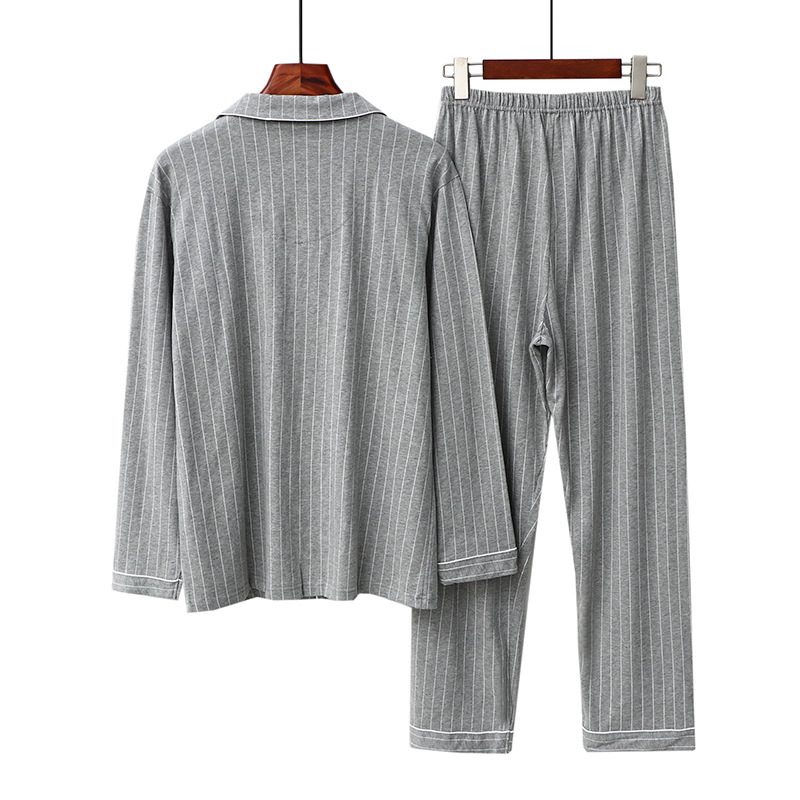 Langermet Pyjamas For Menn Lapel Cardigan Løs Casual