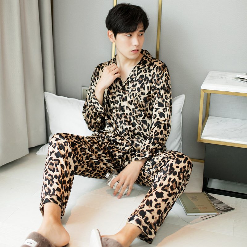 Leopardprint Pyjamas Herredress Trend Uformelle Hjemmeklær