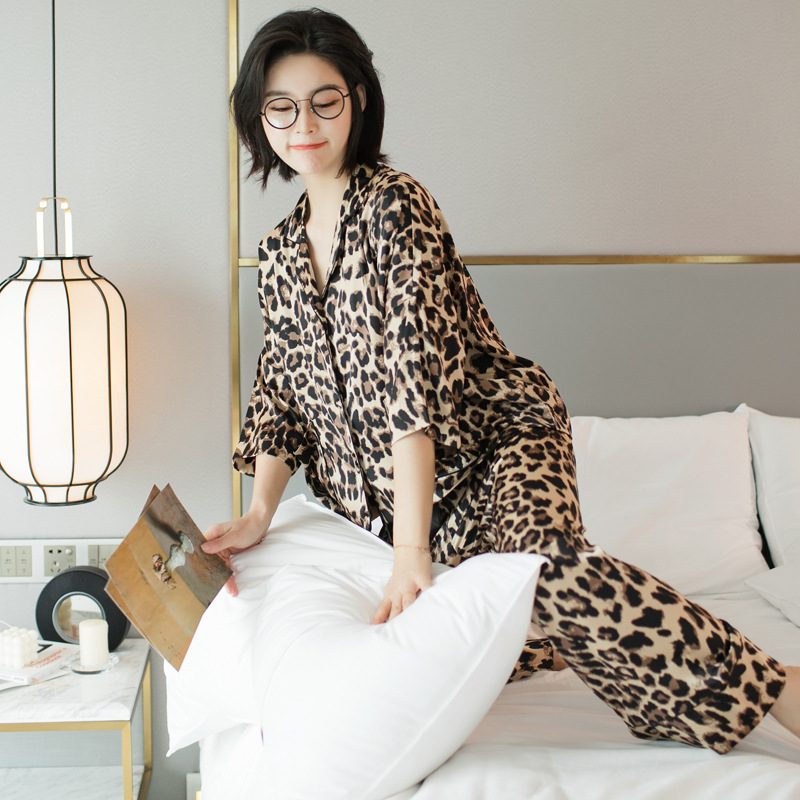 Leopardprint Pyjamas Herredress Trend Uformelle Hjemmeklær