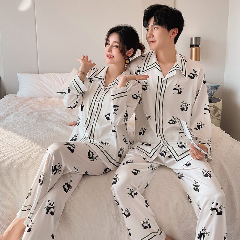 Panda Pyjamas Nytt Langermet Tynn Seksjon For Hjemmeklær For Menn