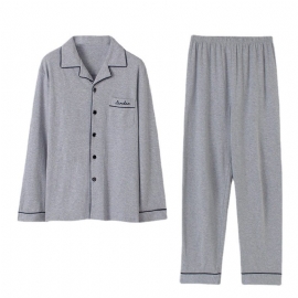 Pure Cotton Pyjamas Men Langermet Cardigan Suit Super Loungewear