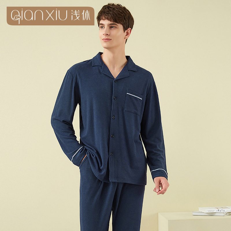 Pyjamas Ensfarget Cardigan Loungewear For Menn