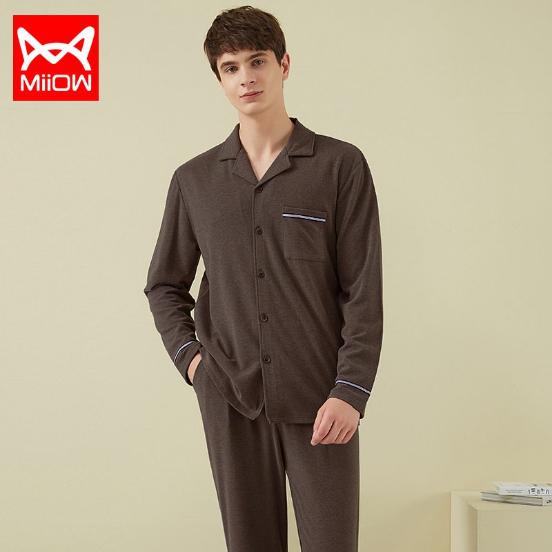 Pyjamas Ensfarget Cardigan Loungewear For Menn