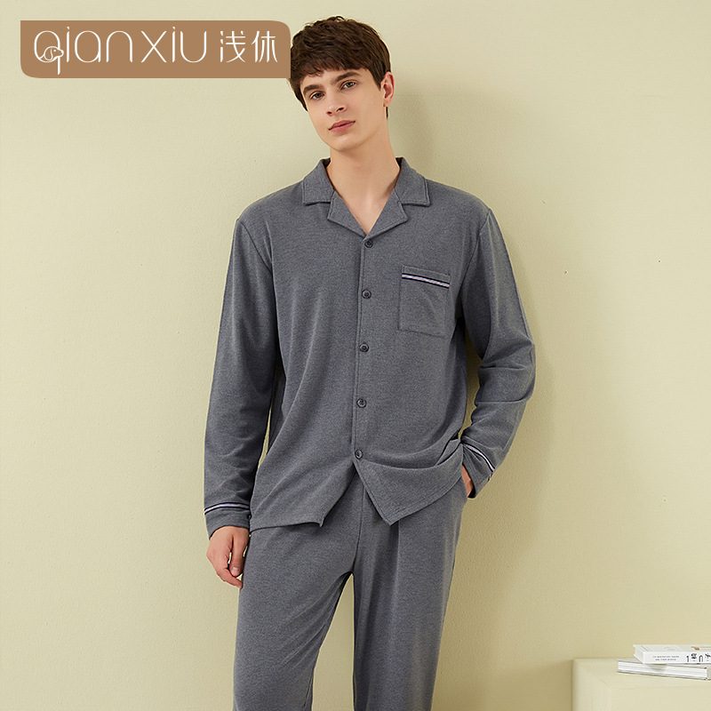 Pyjamas Ensfarget Cardigan Loungewear For Menn