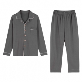 Pyjamas For Menn Cotton Loungewear Dresser Med Lange Ermer