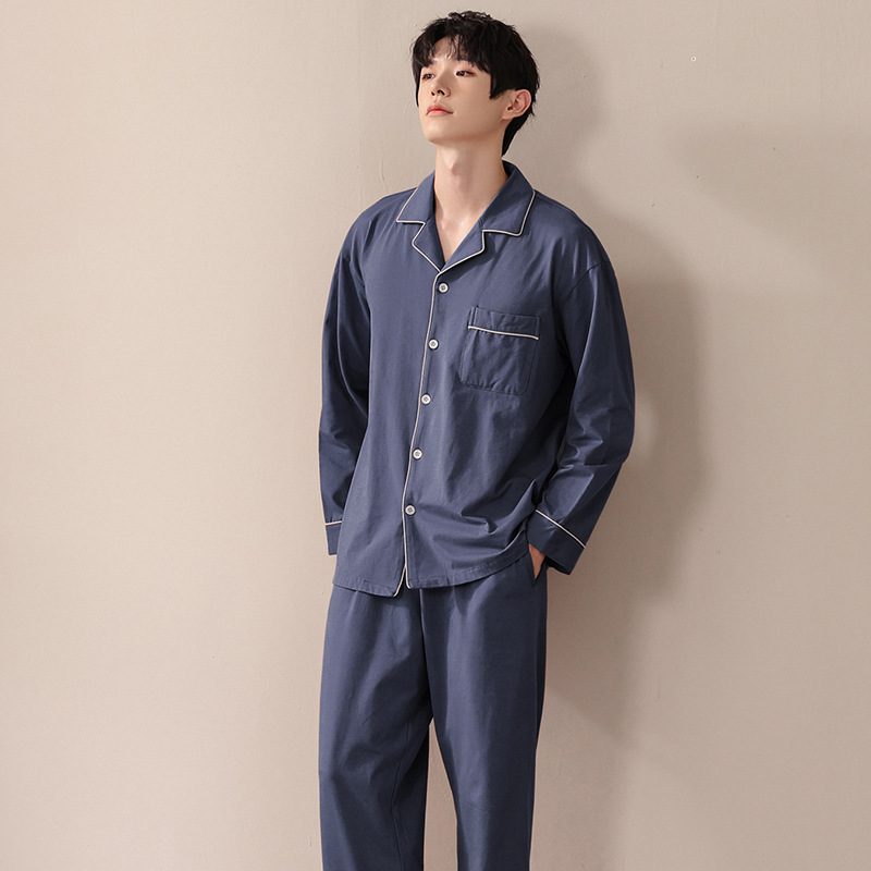 Pyjamas For Menn Cotton Loungewear Dresser Med Lange Ermer