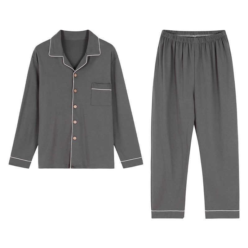 Pyjamas For Menn Cotton Loungewear Dresser Med Lange Ermer