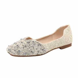 Rhinestone Flate Sko Dame Flat Bunn 2024 Nye Erter Sko Sommer Elegante Sko Stor Størrelse 41-43