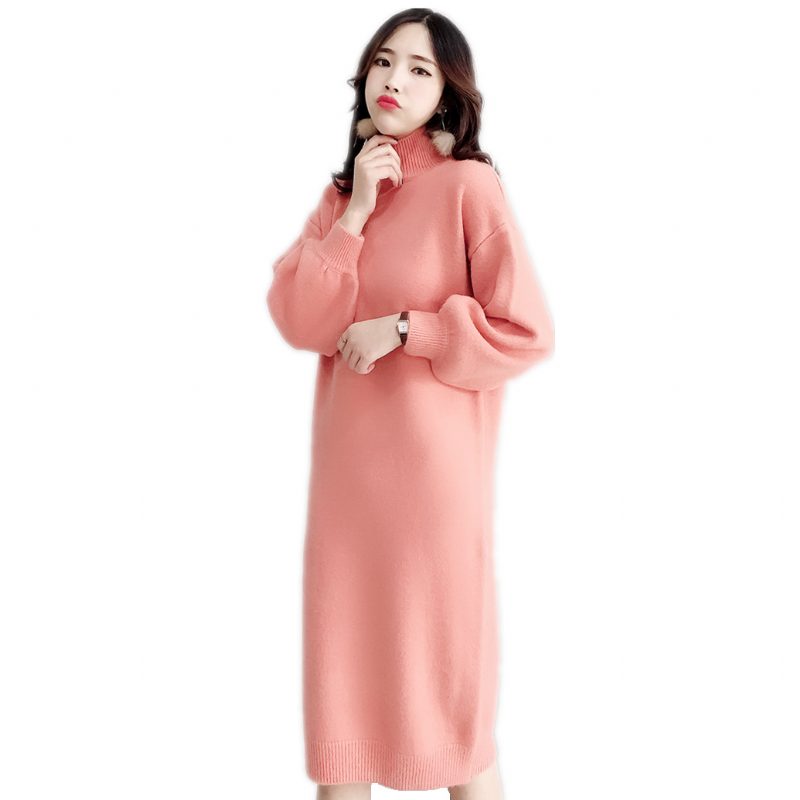 Candy Color Lantern Sleeve Sweater Dress Ensfarget Motebase