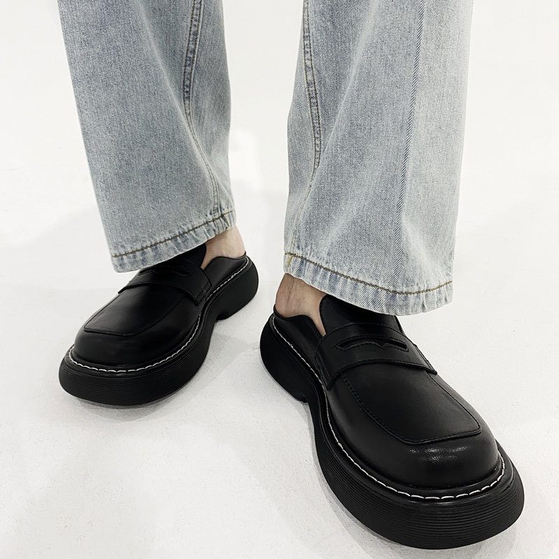 Sommer Baotou Slip-on Menn Sandaler High-end Trendy Kjole Sko Firkantet Tå Muller Sko