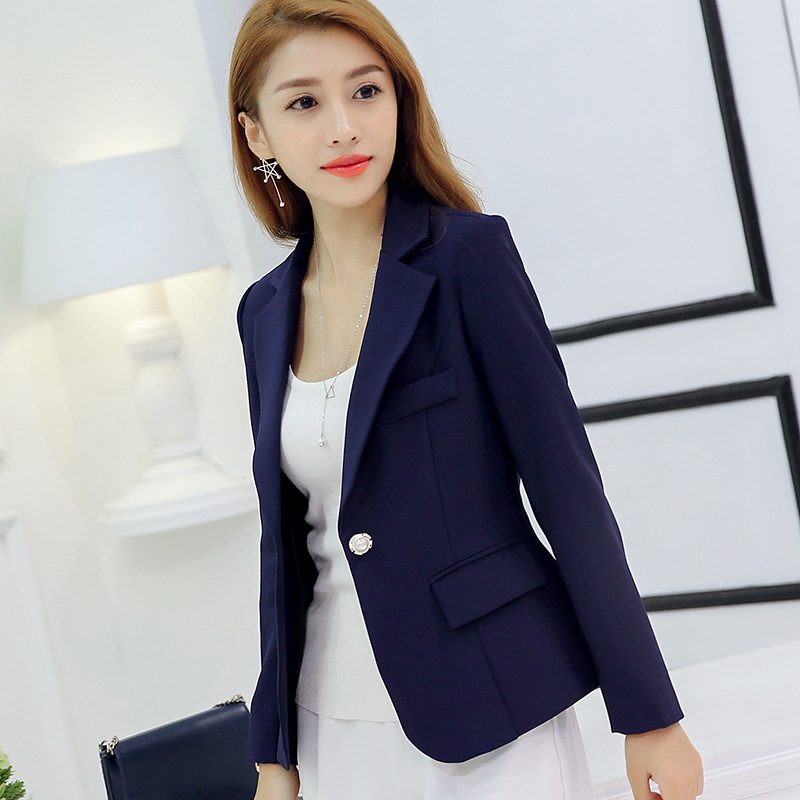 2024 Slim Fit Jakke Ensfarge Kort Langermet Blazer Dame