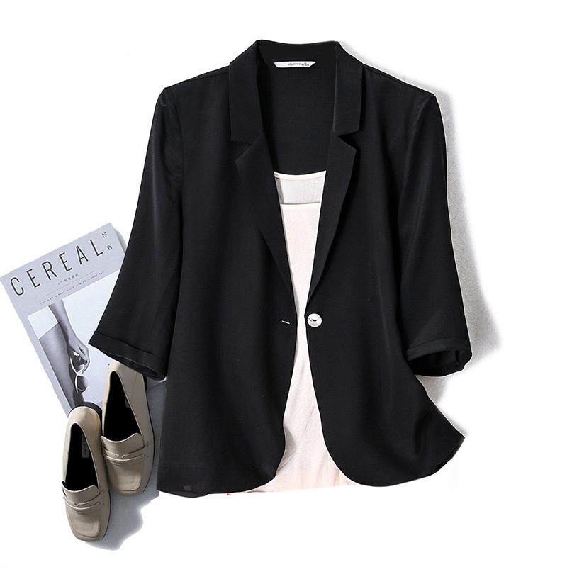 Black Blazers Cropped Dame Jakke Elegance