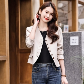 Casual Cropped Coat Dame 2024 Elegance Blazers Topp