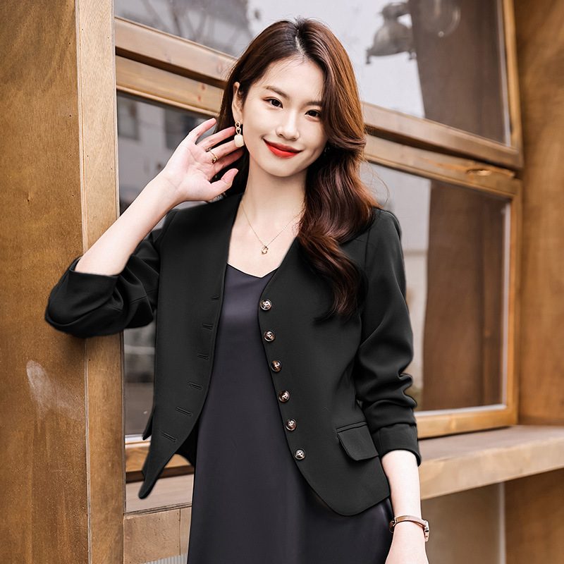 Casual Cropped Coat Dame 2024 Elegance Blazers Topp