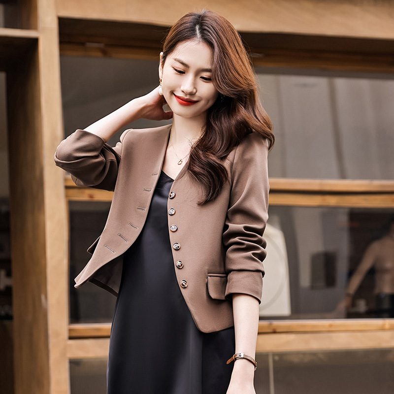 Casual Cropped Coat Dame 2024 Elegance Blazers Topp