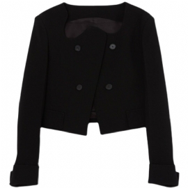 Wave Neck Cropped Blazers Coat Dame 2024 Mote Svart Topper