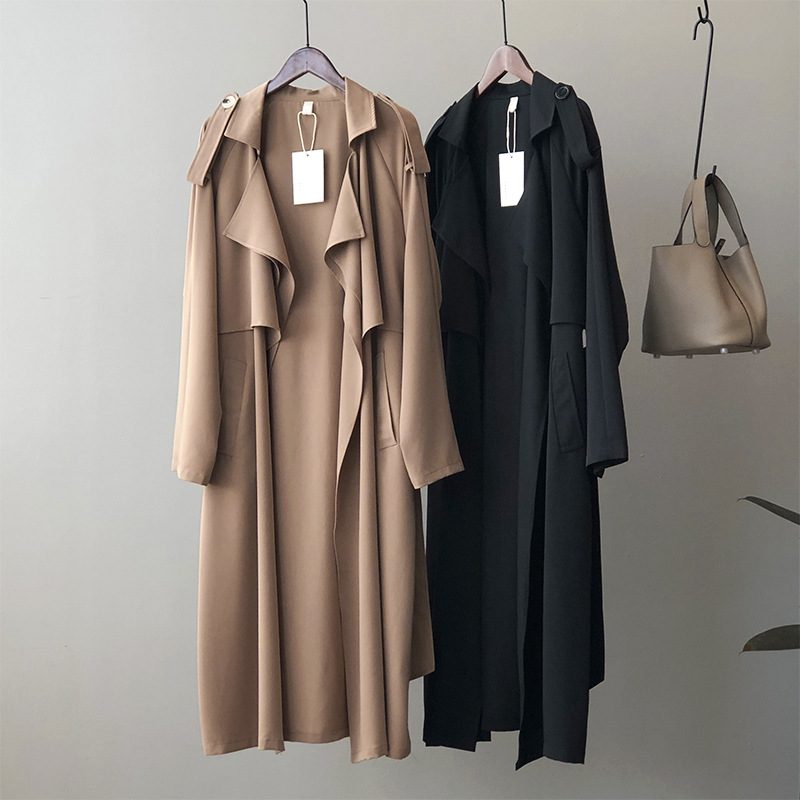 2024 Fashion Temperament Trench Coat For Kvinner Retro Løs Frakk