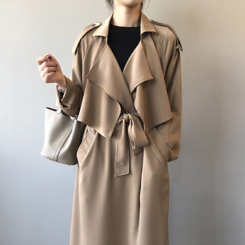 2024 Fashion Temperament Trench Coat For Kvinner Retro Løs Frakk