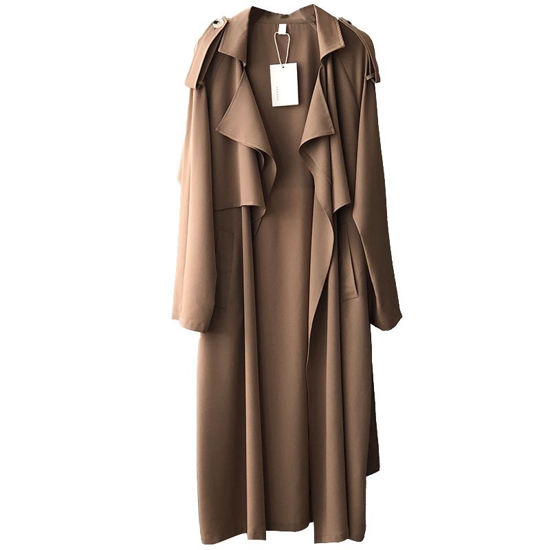 2024 Fashion Temperament Trench Coat For Kvinner Retro Løs Frakk