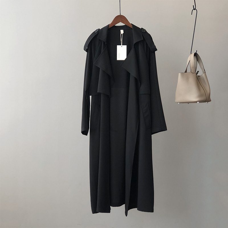 2024 Fashion Temperament Trench Coat For Kvinner Retro Løs Frakk