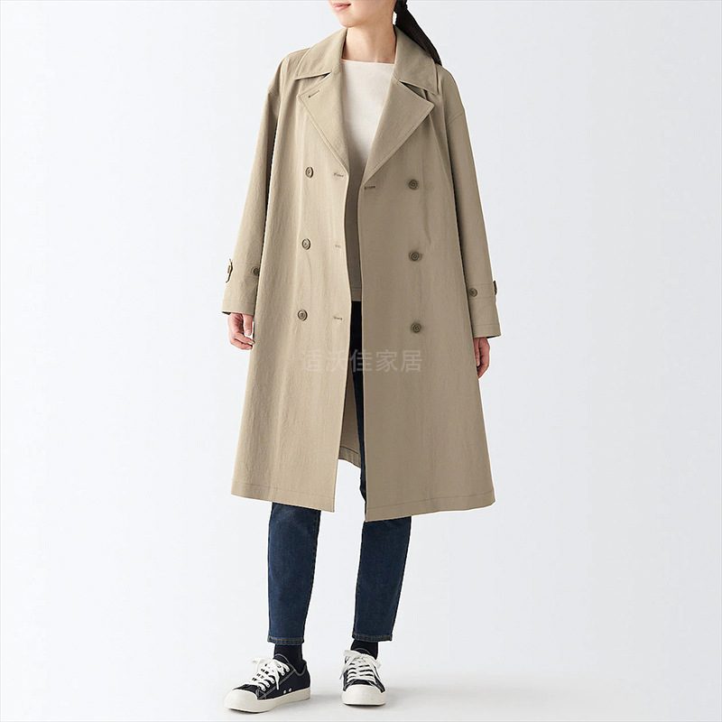 Doble Breasted Damekåper Lange Trench Coats Løse Kåper