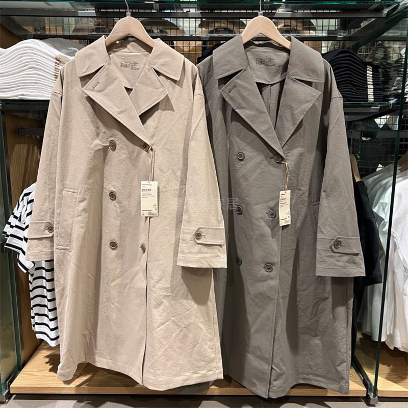 Doble Breasted Damekåper Lange Trench Coats Løse Kåper