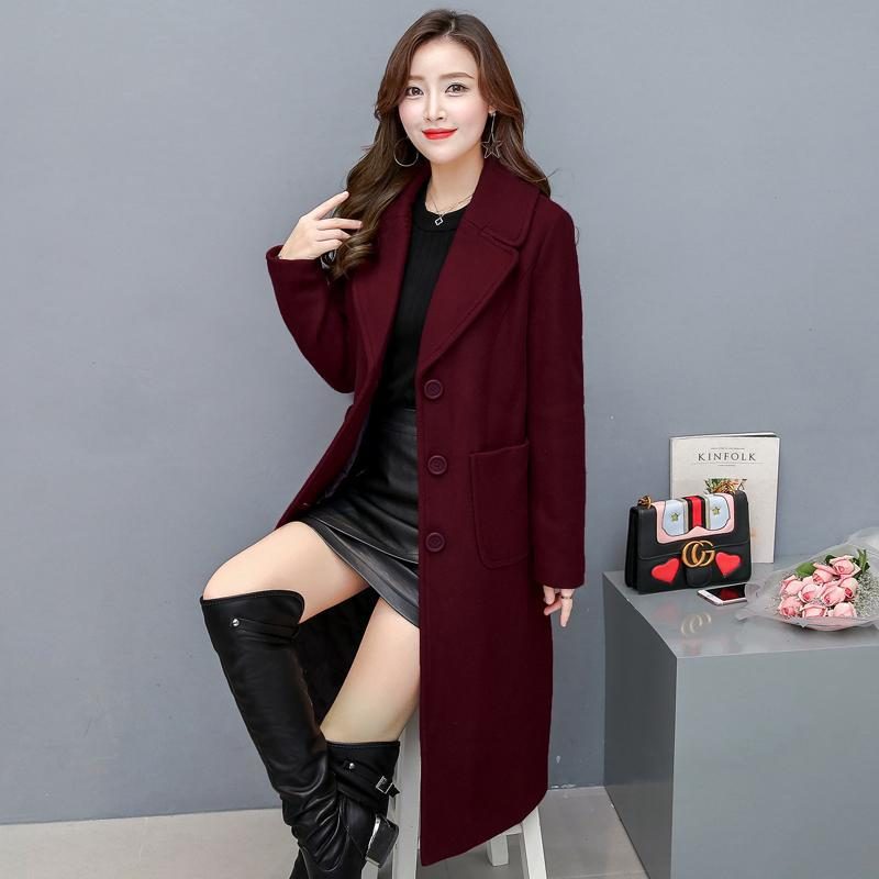 Fashion Long Knee Wool Coat Slim Fit Windbreaker Jacket