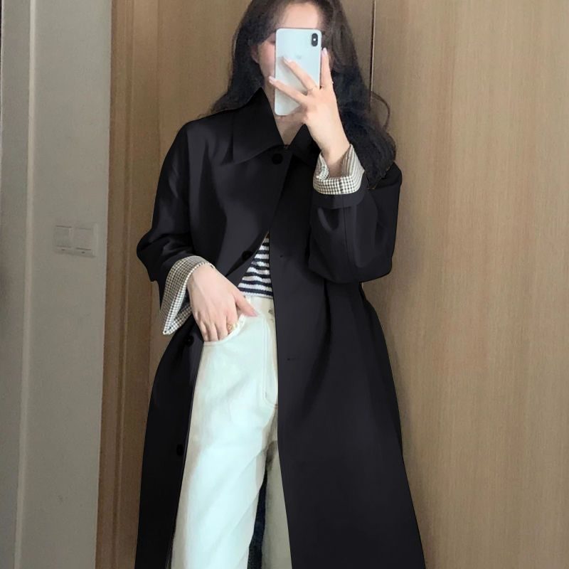 Kvinners 2024 Kaki Mellomlang Trenchcoat