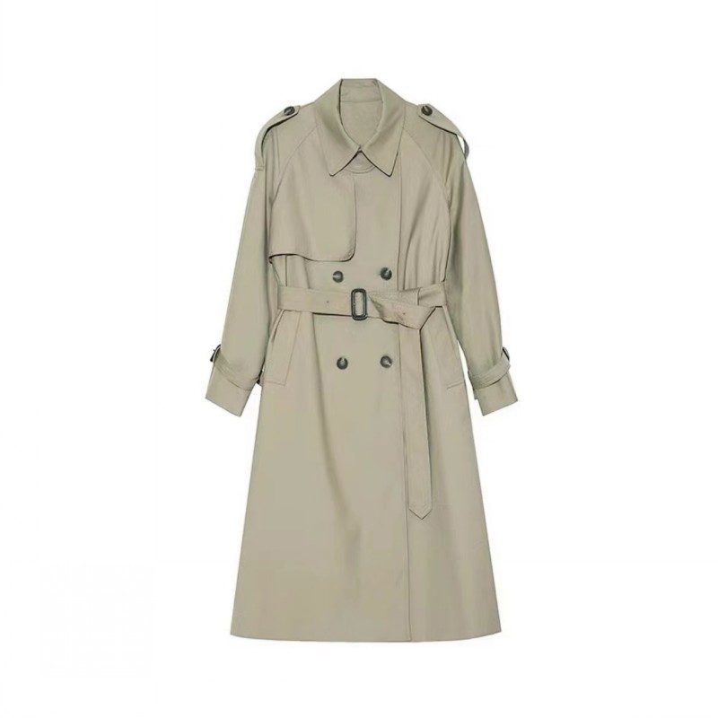 Lang Trenchcoat Dame 2024 Dobbeltspent Kåpe