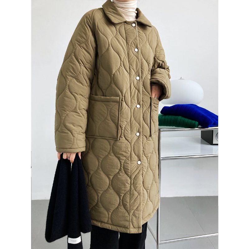 Lingge Cotton Coat Dame Mid Length 2024 Trend