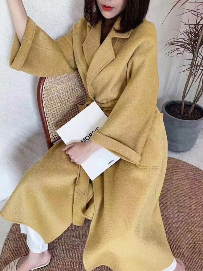 Water Ripple Wool Coat Dame Extended