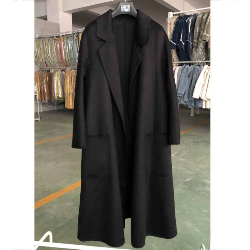 Water Ripple Wool Coat Dame Extended