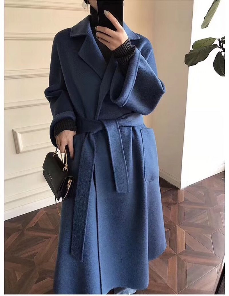 Water Ripple Wool Coat Dame Extended