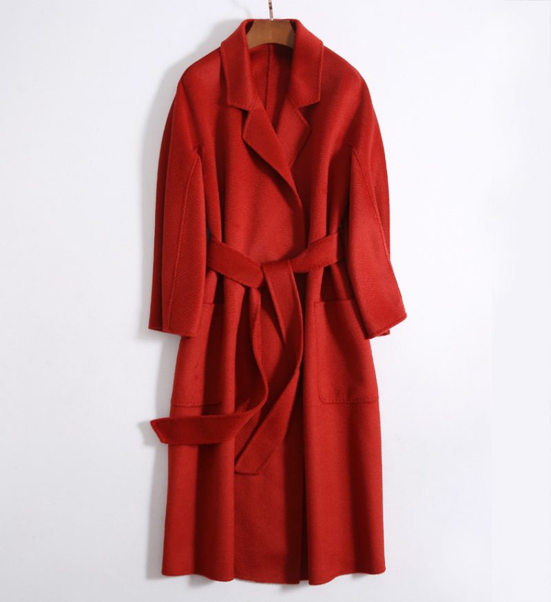 Water Ripple Wool Coat Dame Extended