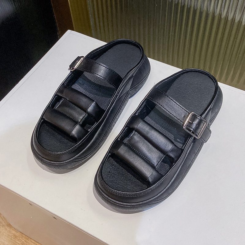 2024 Sommer Nye Slip-on Sandaler Kvinners Plattformsandaler Tøfler Retro Casual Strandsko