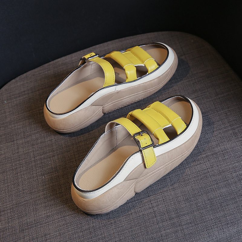 2024 Sommer Nye Slip-on Sandaler Kvinners Plattformsandaler Tøfler Retro Casual Strandsko