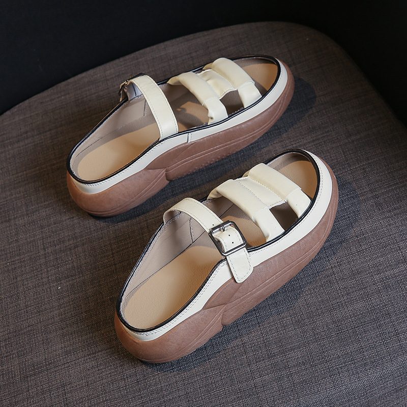 2024 Sommer Nye Slip-on Sandaler Kvinners Plattformsandaler Tøfler Retro Casual Strandsko