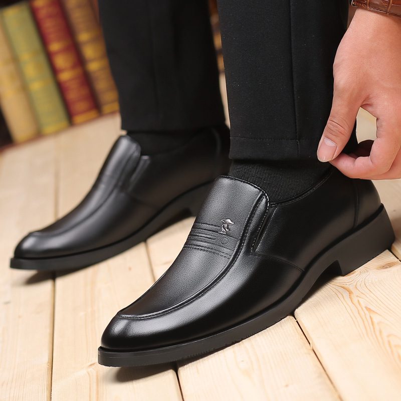 2019 Ekte Skinn Herre Business Slip-on Kjole Sko Far Sko