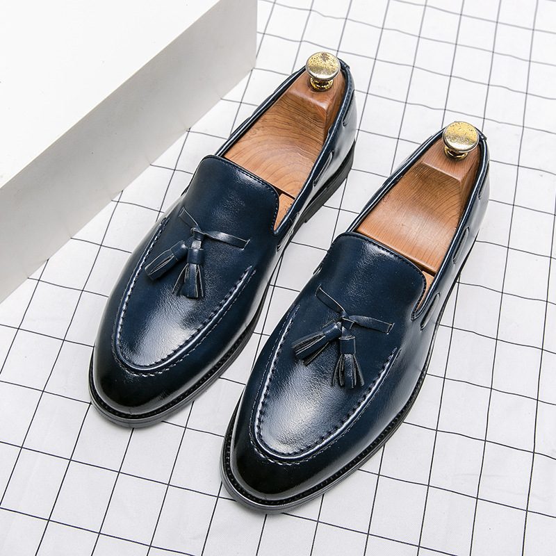 2024 New Dress Shoes Men's Business Casual Retro Tassels Plus Size Peas