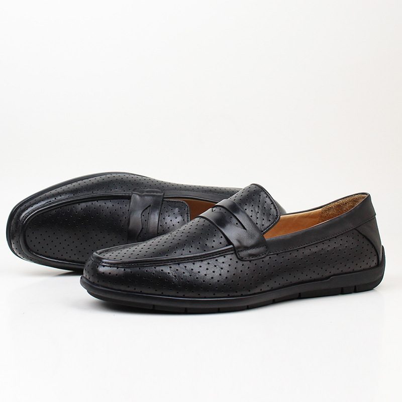 Doudou Sko Herre Ekte Skinn Okseskinn 2024 Nye Sommer Håndlagde Uformelle Pustende Myk Bunn Slip-on Loafers