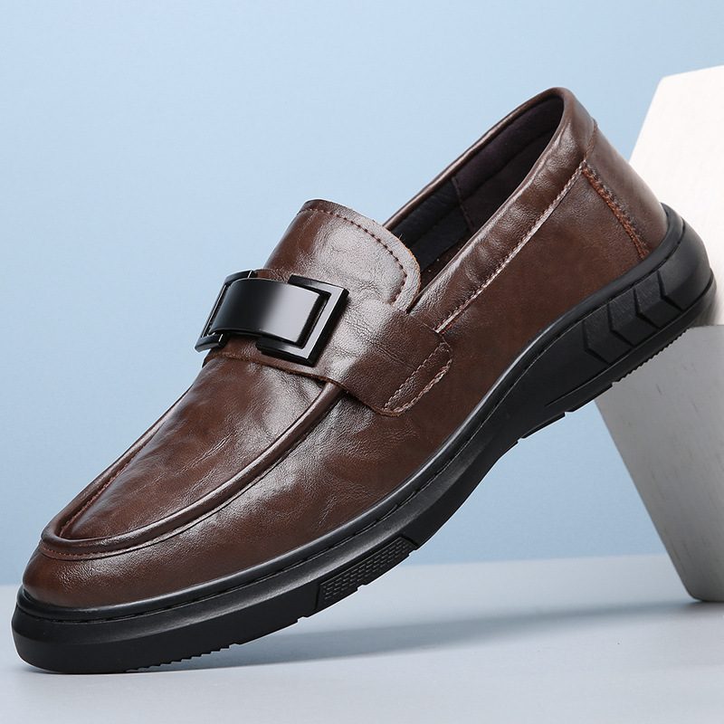 Ekte Doudou-sko Herre 2024 Nye Slip-on Loafers Svarte Skinnsko For Menn