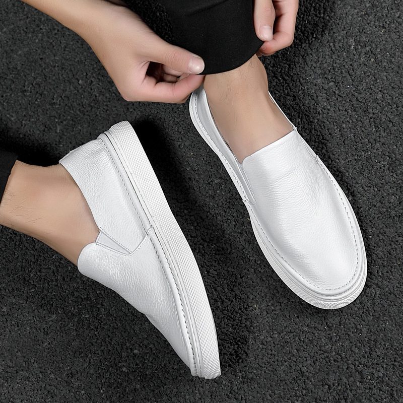 Ekte Skinn Herre 2024 Ny Høst Og Vinter Slip-on Uformelle Sneakers Loafers Trend