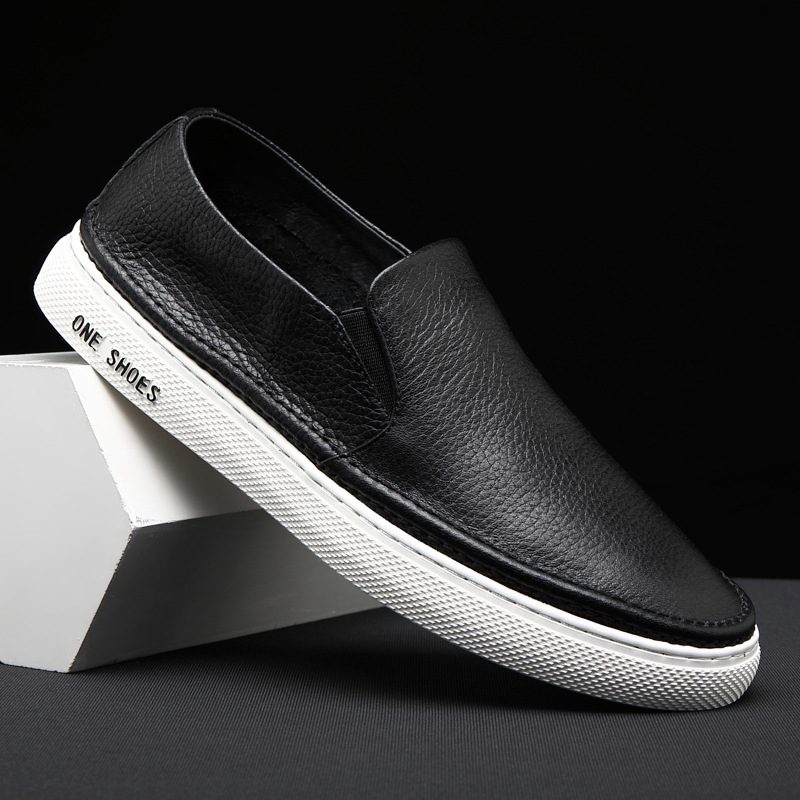 Ekte Skinn Herre 2024 Ny Høst Og Vinter Slip-on Uformelle Sneakers Loafers Trend